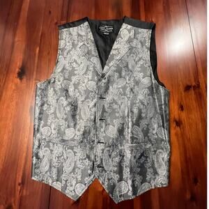 Cody James Men’s Western Dress Vest – Black & Silver Paisley – Size M